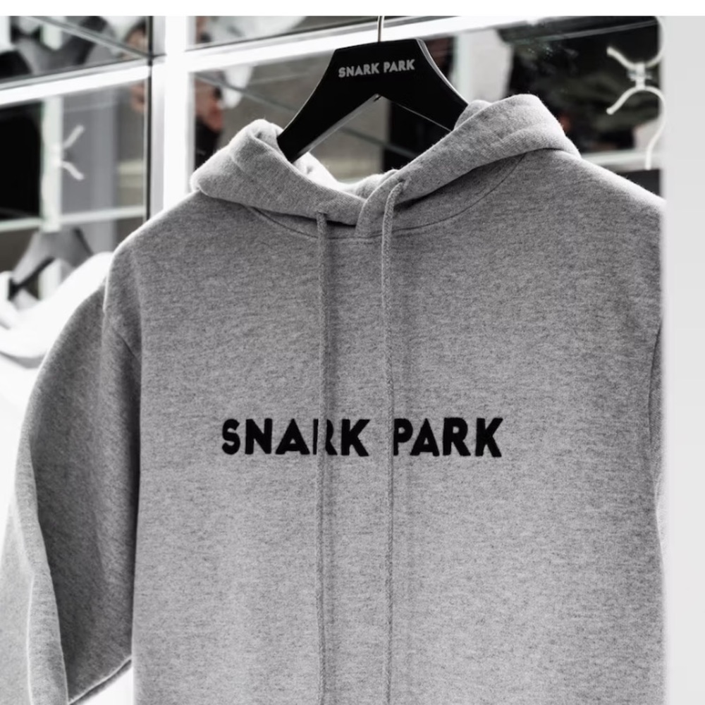 NEW • KITH Brand x Snark Park • Men’s Hooded Sweatshirt Gray Black Logo Large
